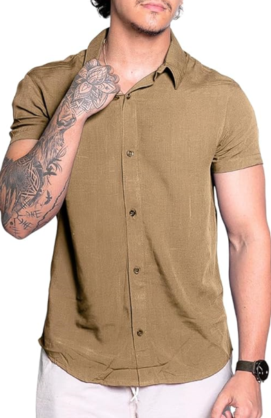 Camisa de botão manga curta social