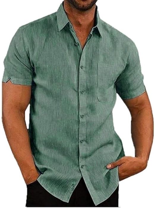 Camisa masculina de linho manga curta